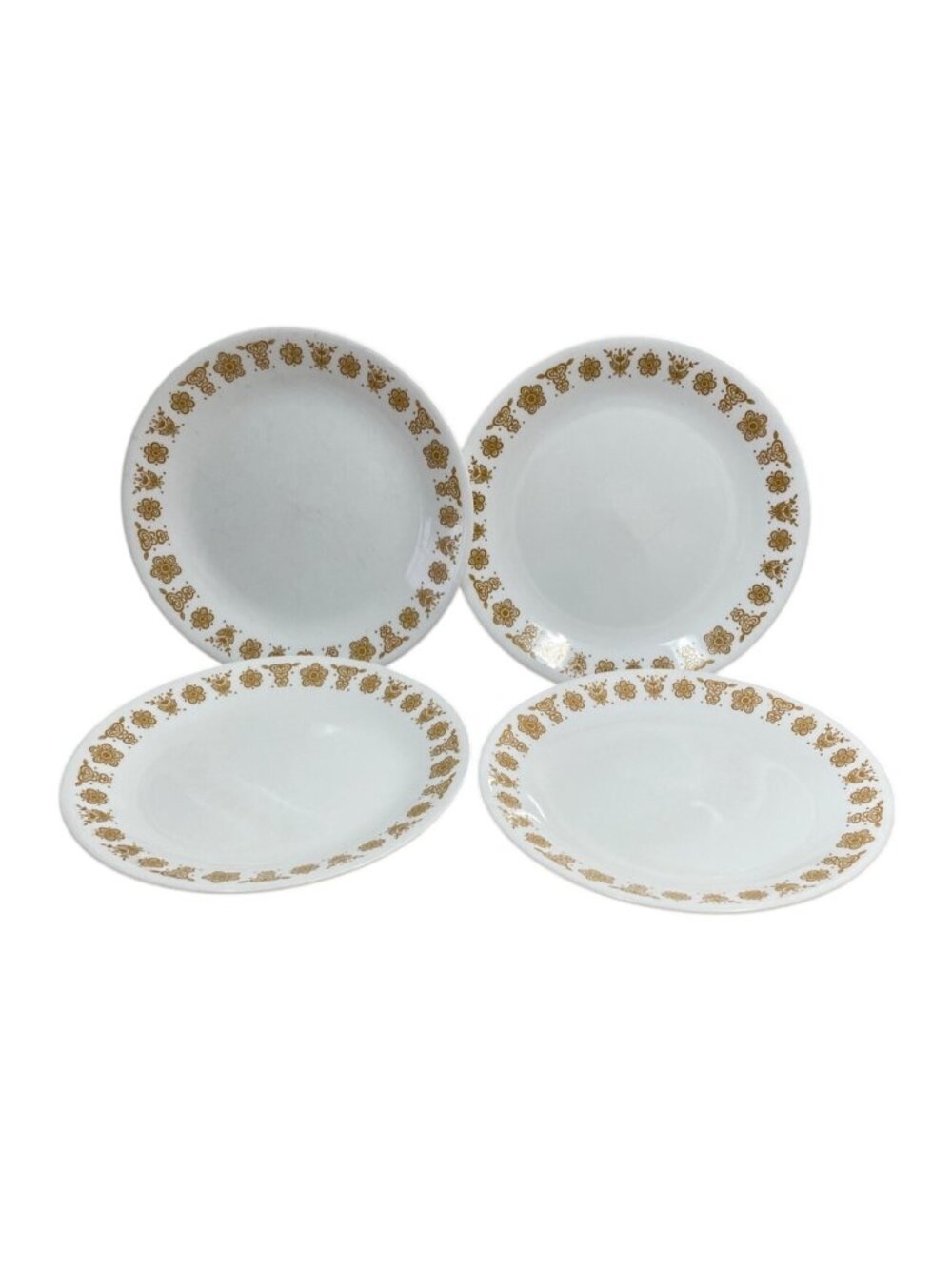 Vtg Corelle Butterfly Gold Luncheon Dinner Plates 8.5 Inch Set 4 1970s Corning
